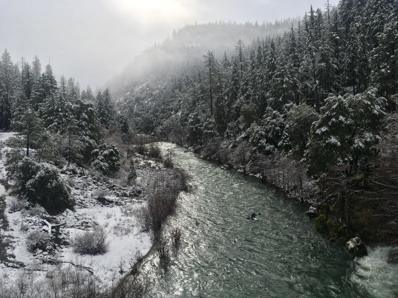 Methodist Run on Snowy Day at 4500 cfs