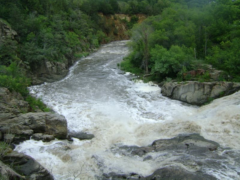 Below the falls