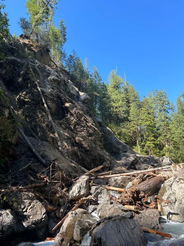 Update photos of landslide downstream of Big Nasty