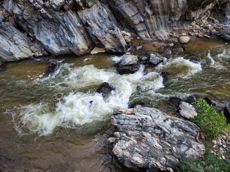 Low water rapids have sharp rocks