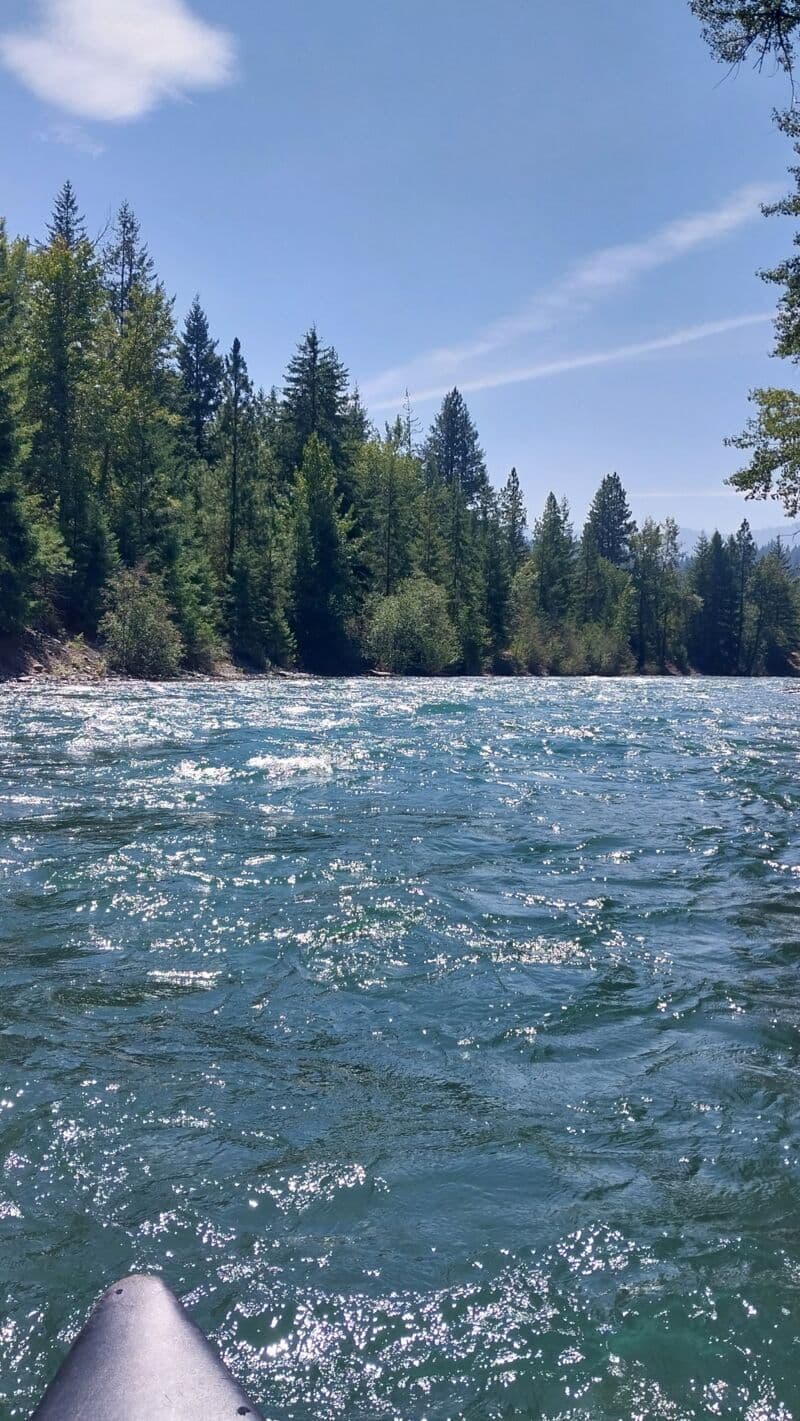 Fun open canoe in clear-blue waters