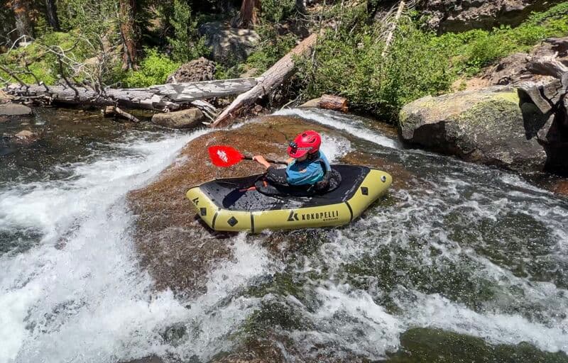 Ultra low flow semi-solo exploratory packraft run on Tip Top