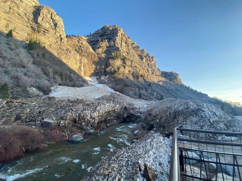 Avalanche debris in river!