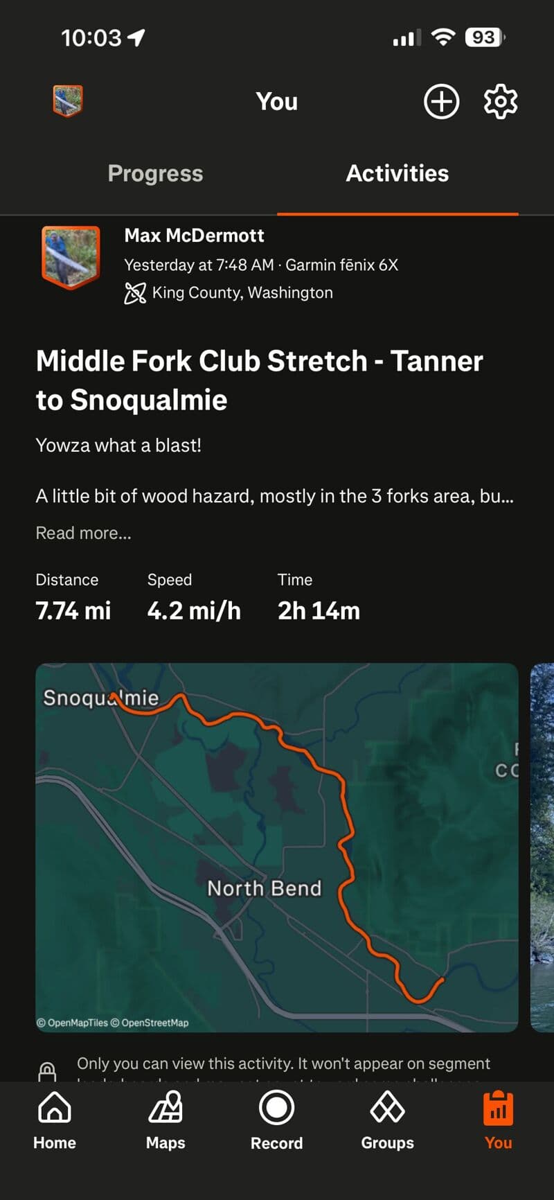 Tanner to Sandy Cove Park (Snoqualmie)