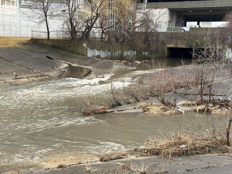 Confluence: Wilson Creek (Combined drainage becomes 17.4 sq.mi.)