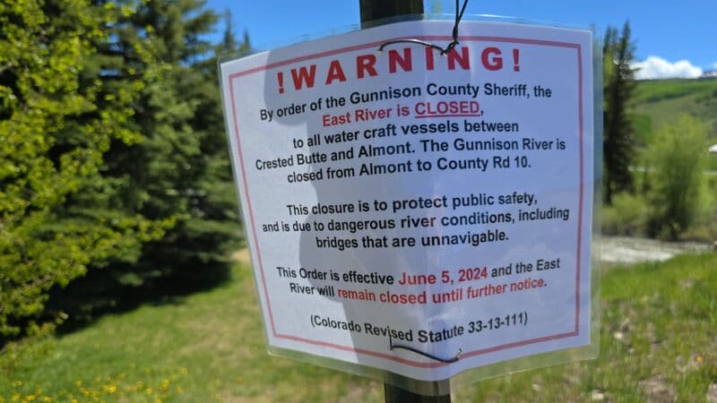 SECTION CLOSED JUNE 5TH BY GUNNISON COUNTY SHERIFF