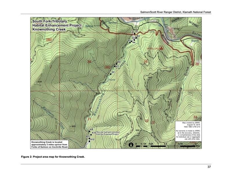 Large Wood Structure Map for Knownothing Creek