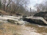 Start of the rapid at the first busted dam at Picketts Mill rd.