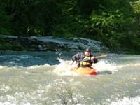 Adam Goshorn runs the big slide at the putin for upper Town Creek, AL