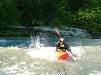 Adam Goshorn runs the big slide at the putin for upper Town Creek, AL.