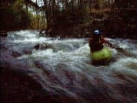 Hurrying out of the eddy as it starts to get dark.