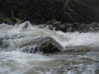 Laura blasting the lower gorge
