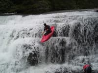 Low water fun at Triple Falls