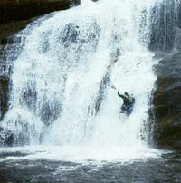 Omer Hall running Bald River Falls
