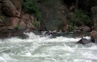 Running a Ledge in Boulder Garden Rapid
