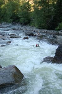 Jesse running the portage (ie Landslide)