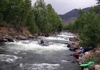 Upstream view of the ledges below the pipe