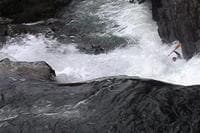 Rob McVie midway down Suislide Falls