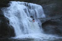 Rob Beckman running Bald River Falls