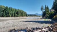 View from Cowlitz River Public Access in Packwood, mid August low flow