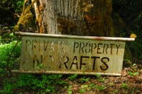 Boundary Bridge Sign on Private Land