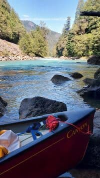 Looking upstream to the first of the S-band rapids 2750 cfs
