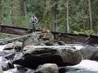 Cutting up the old bridge