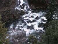 Aerial view of rapids in gorge