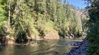 Views from La Wis Wis campground, mid August low flow