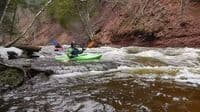 Jim McHale and Karen Frank on the Lower Carp river in Marquette at 221 cfs.