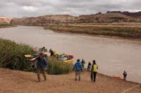 Carrying Gear Up the Bank at North Wash