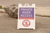 Sign Marking Private Rockin' R River Rides Launch