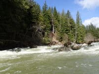 Wood at the bottom right in one of the crux rapids