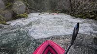 Ledge on the left, slide and easier line right 