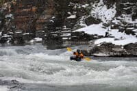 Fang in a prototype packraft