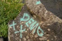 Blast Rock from Sidecast Slide Marked for Demo