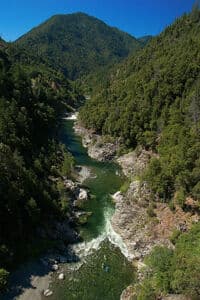 Kayakers approaching Broken Finger Rapid
