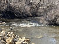 Outflow from the pool below Comus Lake Dam