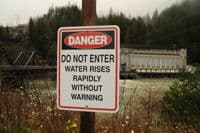 Gorge Powerhouse Warning Sign