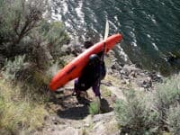 Hiking Boats up at the Take-Out