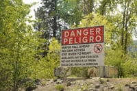 Warning Sign for Portage at Dryden Dam