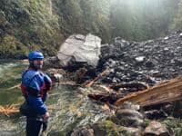 Bottom of the screw pile formed by the new landslide