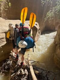 Strainer below 15 foot waterfall, looking back upstream