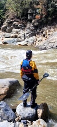 Scott Fisher scouts the new "Tres' Ledges"
