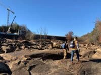Walking in the dry riverbed 