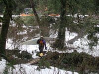 Crossing the Trail Bridge at Mine Creek