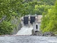 Lots of water being released from the upstream dam 