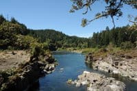 View Looking Downstream at Colliding Rivers